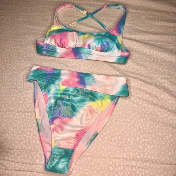 Xhileration Tie Dye Colorful High Cut Swimsuit - Picture 2 of 5